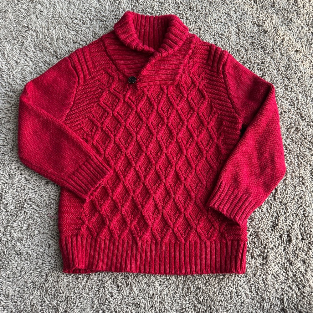 LIKE NEW Cat & Jack red cable knit sweater 4T